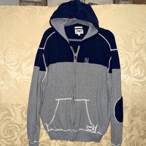 Marc Ecko Navy and Gray Zip-Up Sweater
